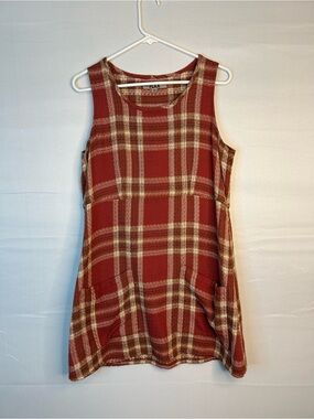 FLAX Women’s Size Small Plaid Jumper Plaid Fall Colors Cotton Academia 111